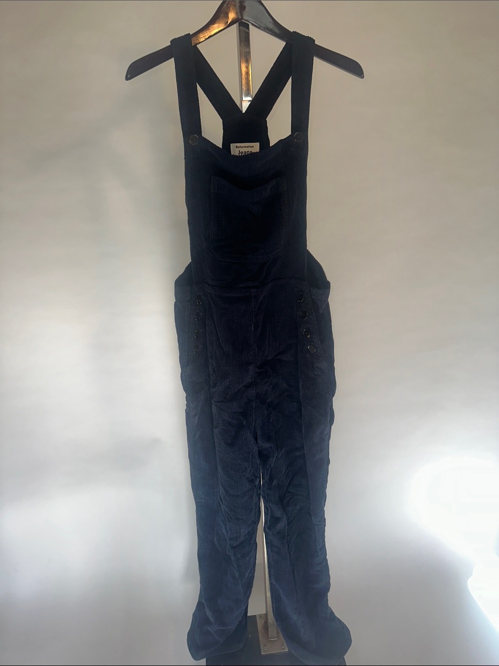 Reformation Jeans Navy Corduroy Overalls size 10